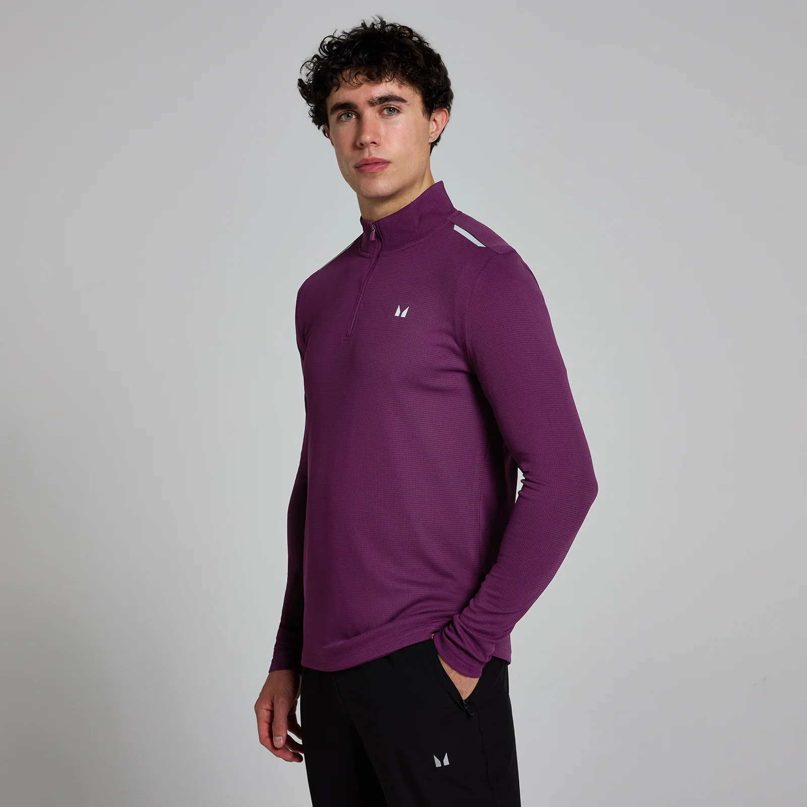 MP Active Gridded 1/4 Zip til mænd – Plum - S Billede 1