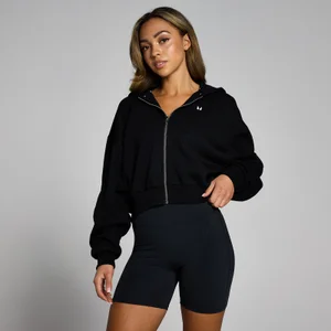 MP Basics Zip Through Cropped Hoodie til kvinder – Sort - Size S