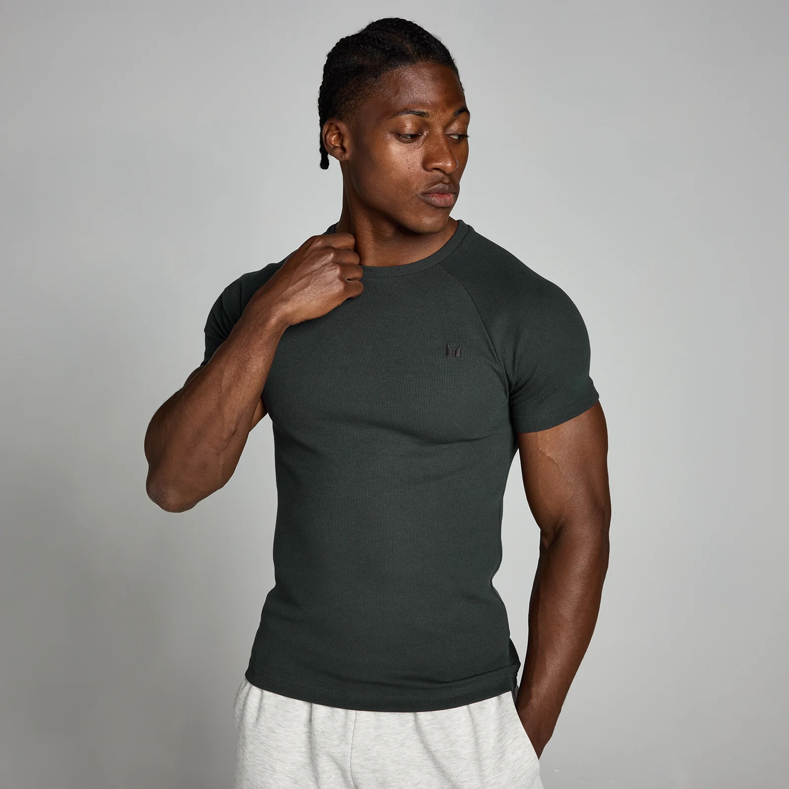 MP Origin Ribbed Muscle Fit T-shirt til mænd − Washed Black - M Billede 1