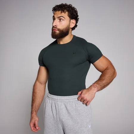 MP Origin Ribbed Muscle Fit T-shirt til mænd − Washed Black