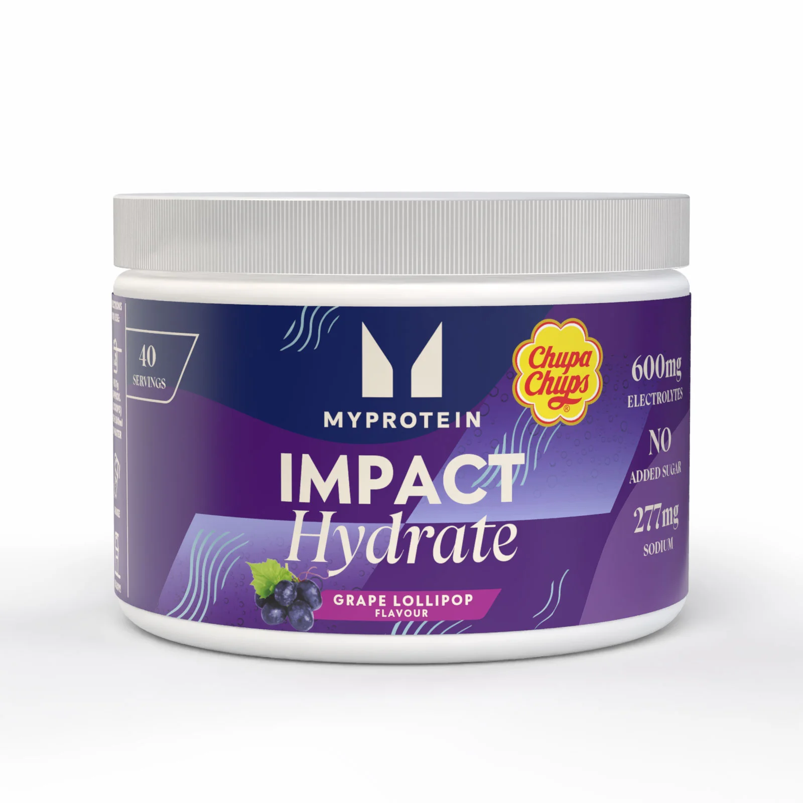 Impact Hydrate | Chupa Chups - 280G - 40servings - Chupa Chups - Grape Lollipop Billede 1