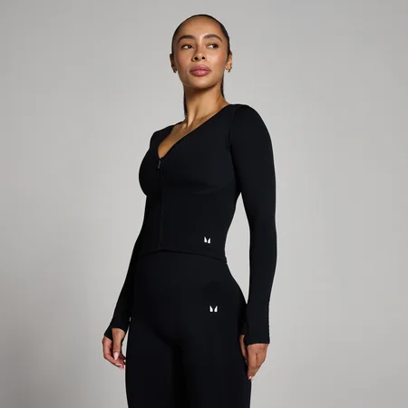 MP Dame Tempo Sømløs Cropped Jakke - Sort