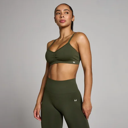 MP Dame Tempo Sømløs Sports-BH med Rynket Front - Skovgrøn