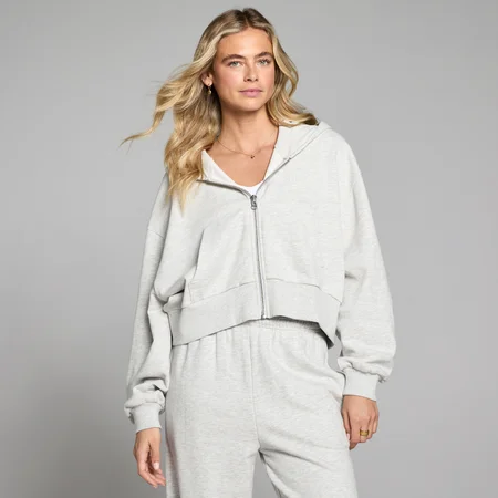 MP Dame Let Loopback Hoodie med Lynlås - Grå Meleret