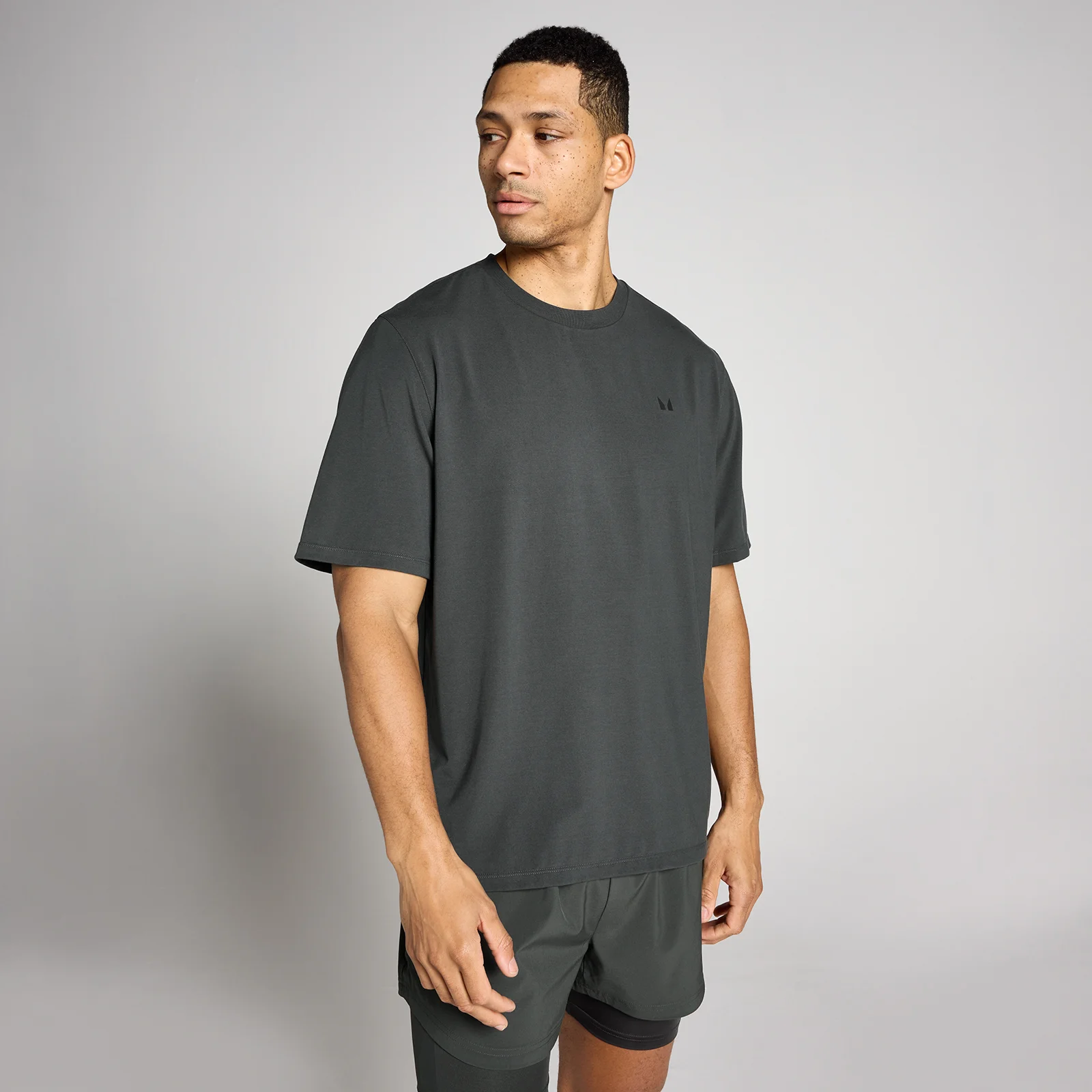 MP Herre Oversized Bomuld Modal T-Shirt - Vasket Sort - L Billede 1