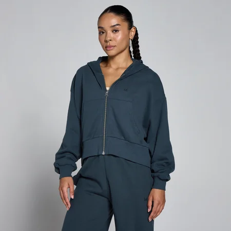 MP Women's Lightweight Loopback hættetrøje med lynlås - Falmet Blå
