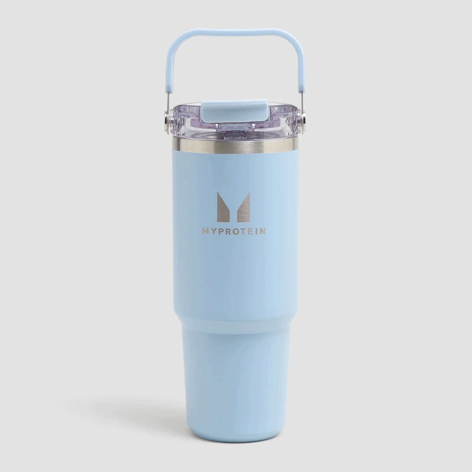 Myprotein Genbrugsmetal Drikkedunk med Tophåndtag og Sugerør 900ml - Lyseblå Billede 1