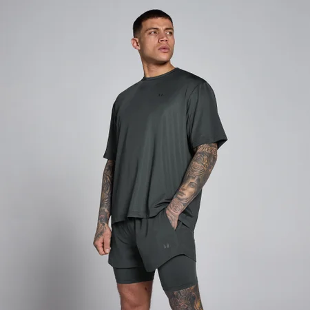 MP mænd hybrid oversized mesh-t-shirt - Vasket sort