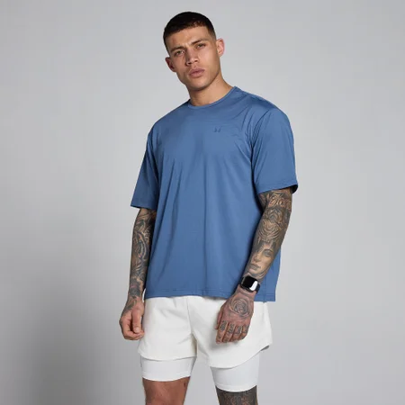 MP Men's Hybrid Oversized Mesh T-Shirt - Skifferblå