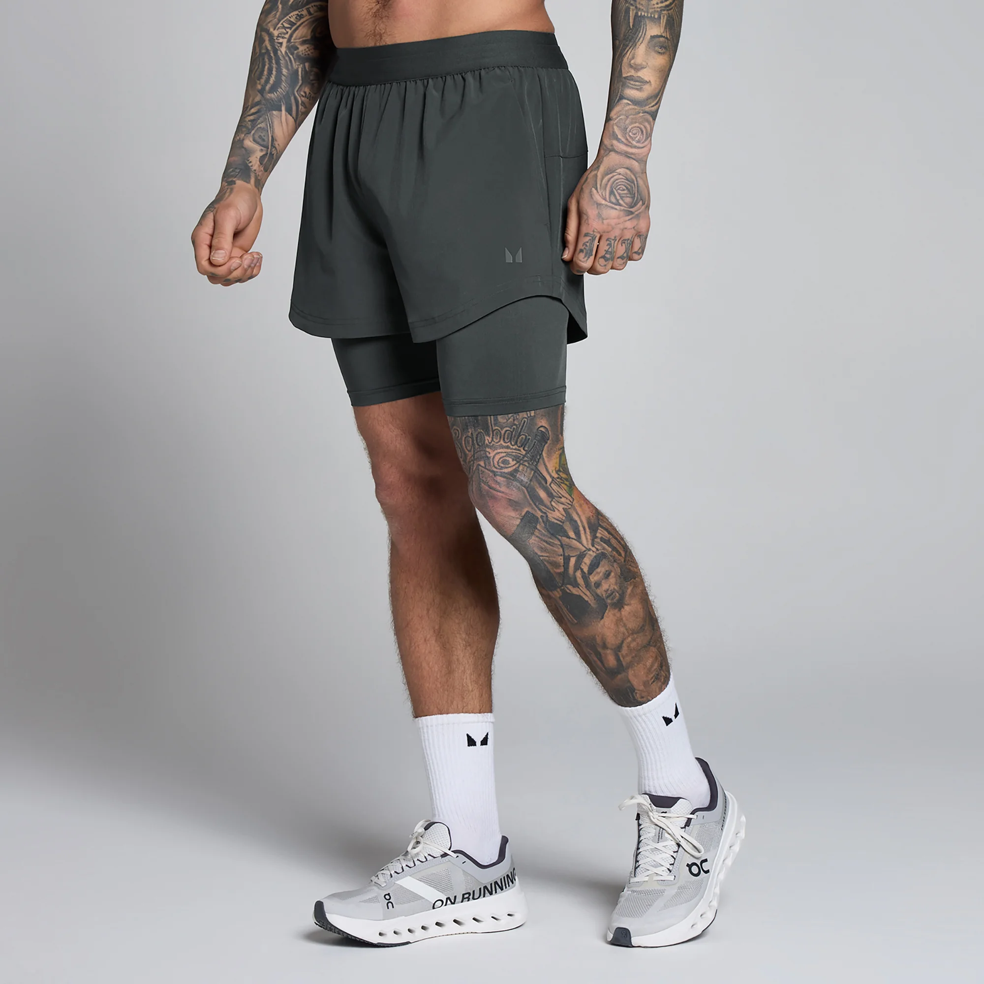 MP Herre Hybrid 5" 2-i-1 Shorts - Vasket Sort - M Billede 1