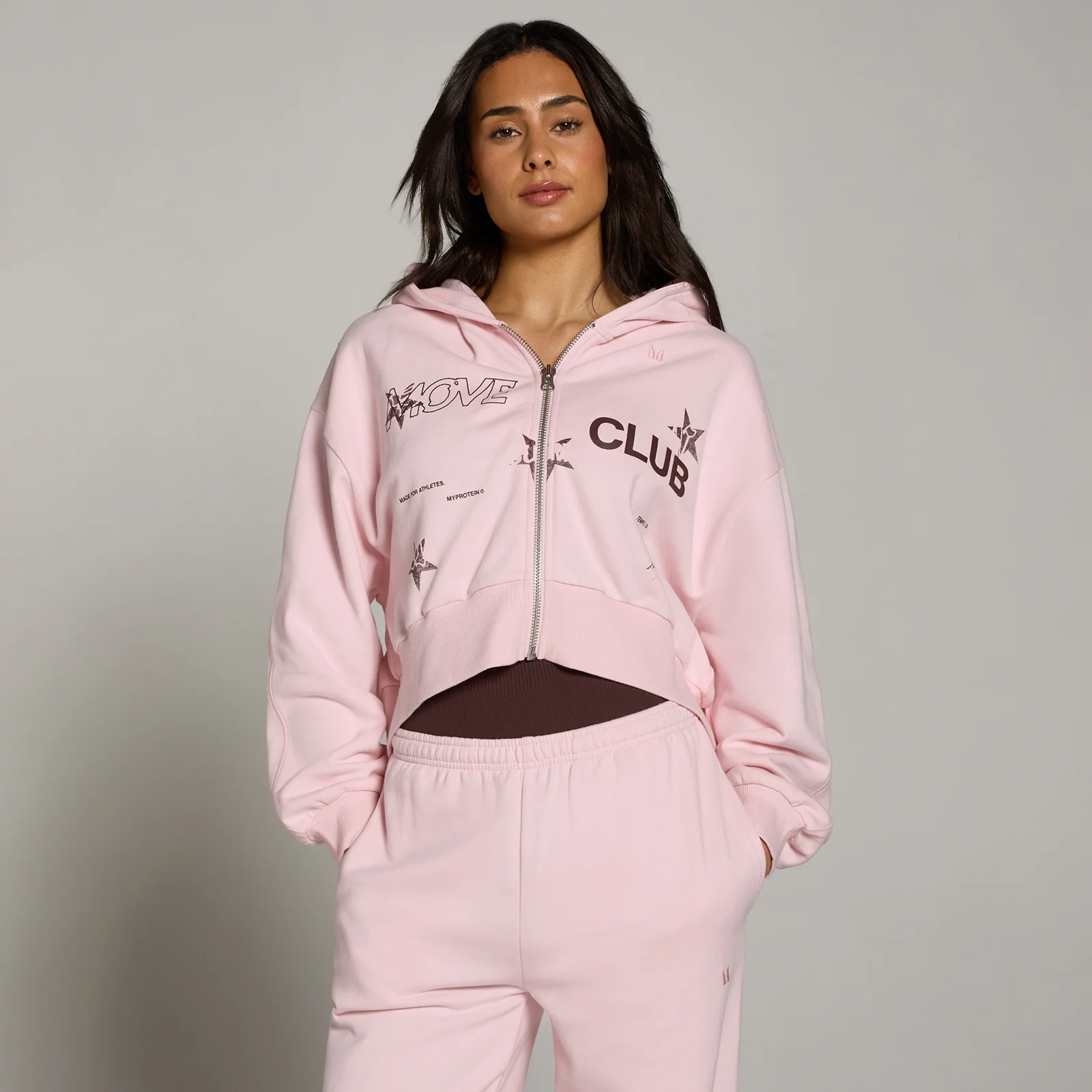 MP Dame Move Club Graphic Let Loopback Hoodie med Lynlås - Blush - L Billede 1