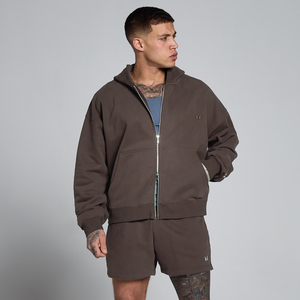 MP Men's Lift Oversized Loopback 2 Way Zip Hoodie - Chocolate - Size S
