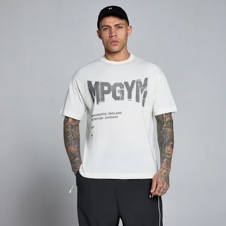 MP Herre Lift Burnout Bomulds Grafisk T-Shirt - Retro Hvid