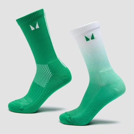 MP løbesokker (2-pak) - Ombre Zesty Green / Light Lime Stripe
