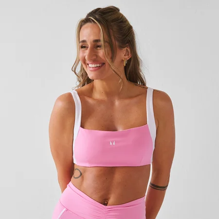 MP Dame X Tatiana Contrast Twist Back Sports-BH - Pretty Pink