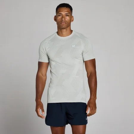 MP Herre Tempo Pillar Grafisk Sømløs Kortærmet T-Shirt - Krom
