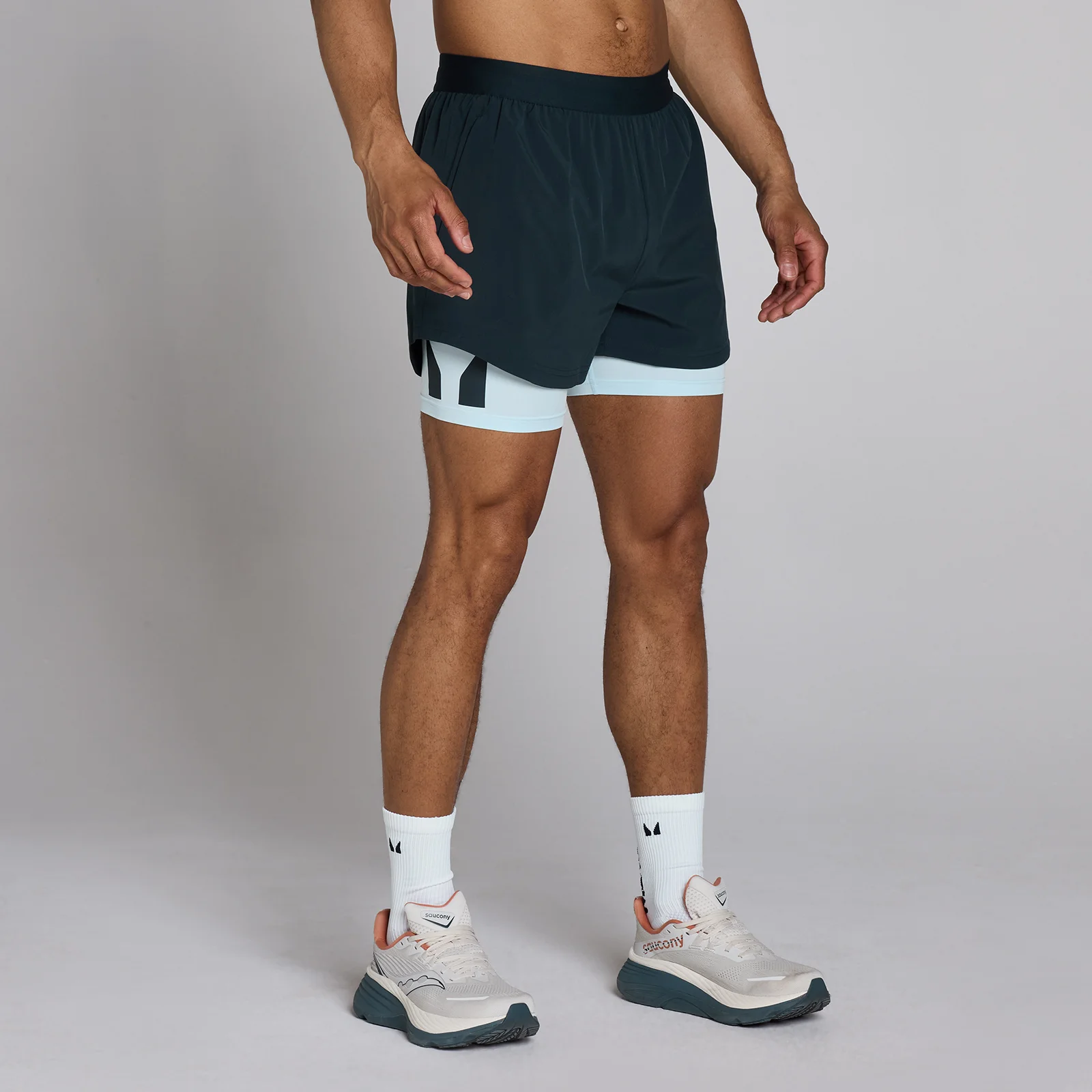 MP Hybrid 2-i-1 shorts til mænd 5" - Vasket blå - XS Billede 1