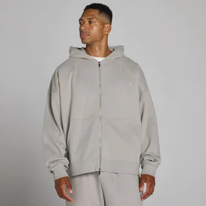 Oversized 2-Way Zip Hoodie - Chalk Grey - Size L