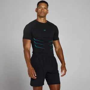 Lift Muscle Fit Seamless T-Shirt - Vasket Sort/Power Blue - Size M