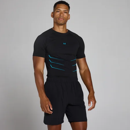 Lift Muscle Fit Seamless T-Shirt - Vasket Sort/Power Blue