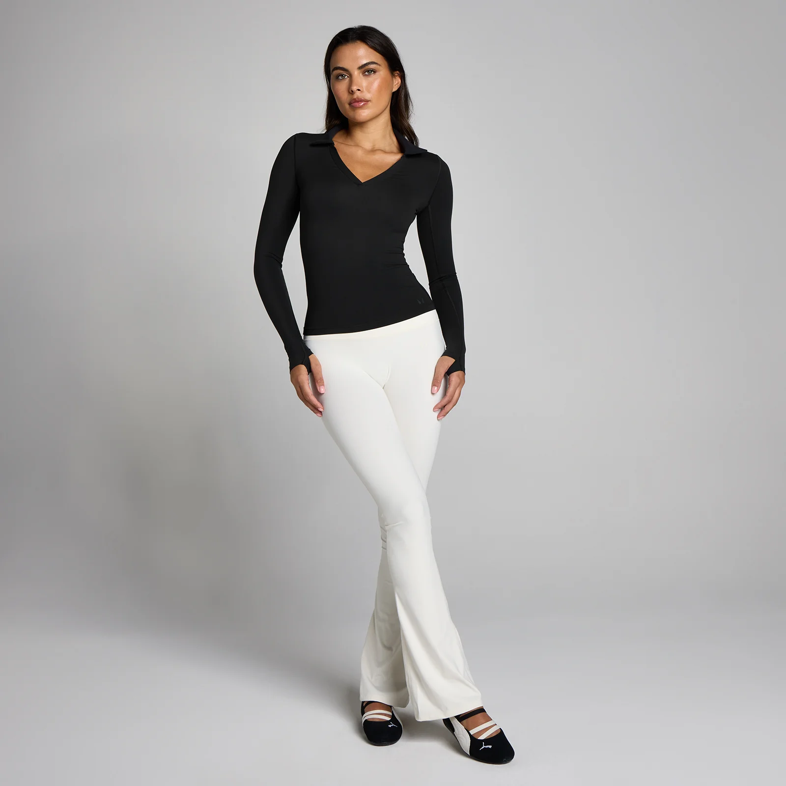 MP Dame Tempo Long Sleeve Collared Top - Sort - M Billede 3