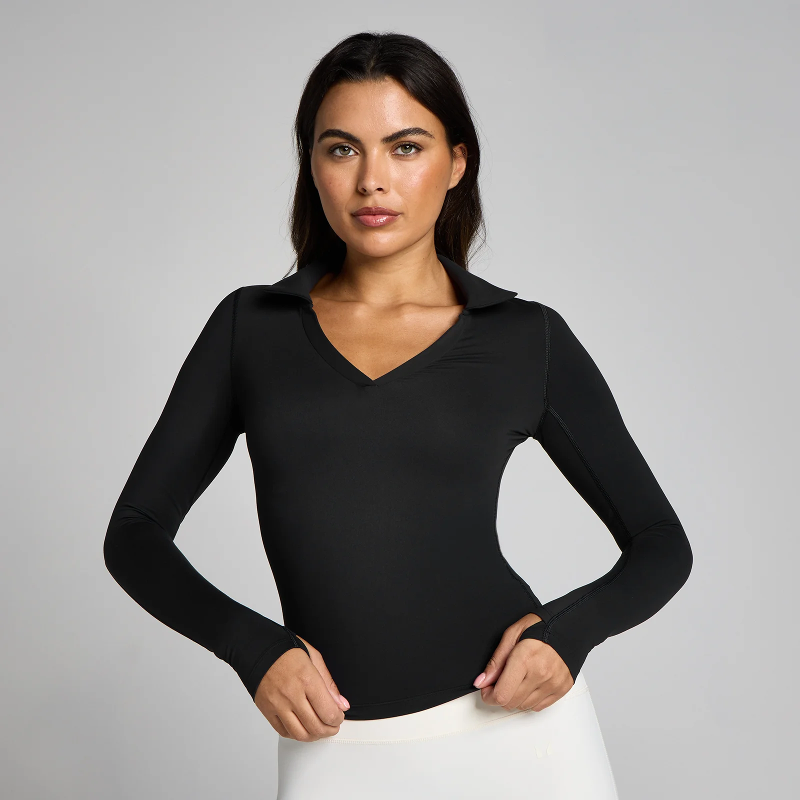 MP Dame Tempo Long Sleeve Collared Top - Sort - M Billede 1