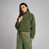 MP Kvinders Korte Borg 1/4 Lynlås Fleece - Vasket Olivengrøn