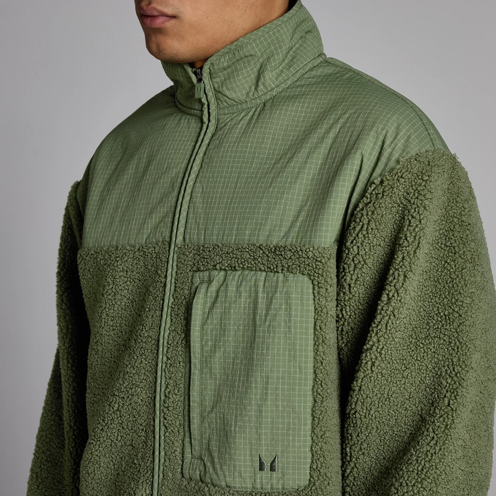 MP Borg fleece til mænd - Vasket olivengrøn - XS Billede 4