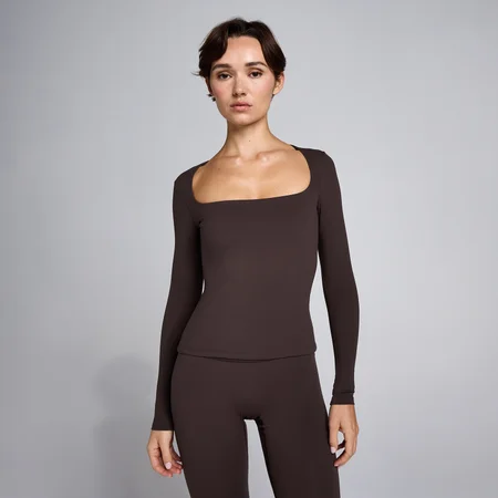 MP Women's SculptForm firkantet langærmet top - Kakao