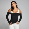MP Dame Tempo Off The Shoulder LS Top - Sort