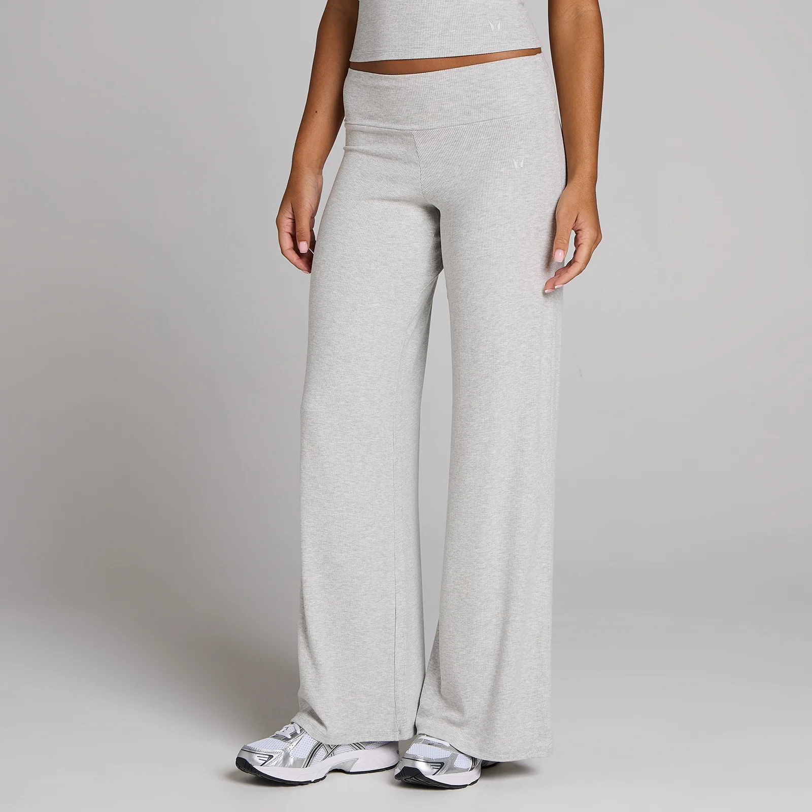 MP ribbede wide leg leggings til kvinder - gråmeleret - S Billede 1