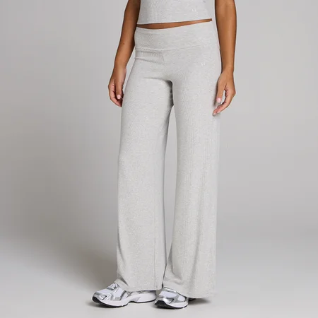MP ribbede wide leg leggings til kvinder - gråmeleret