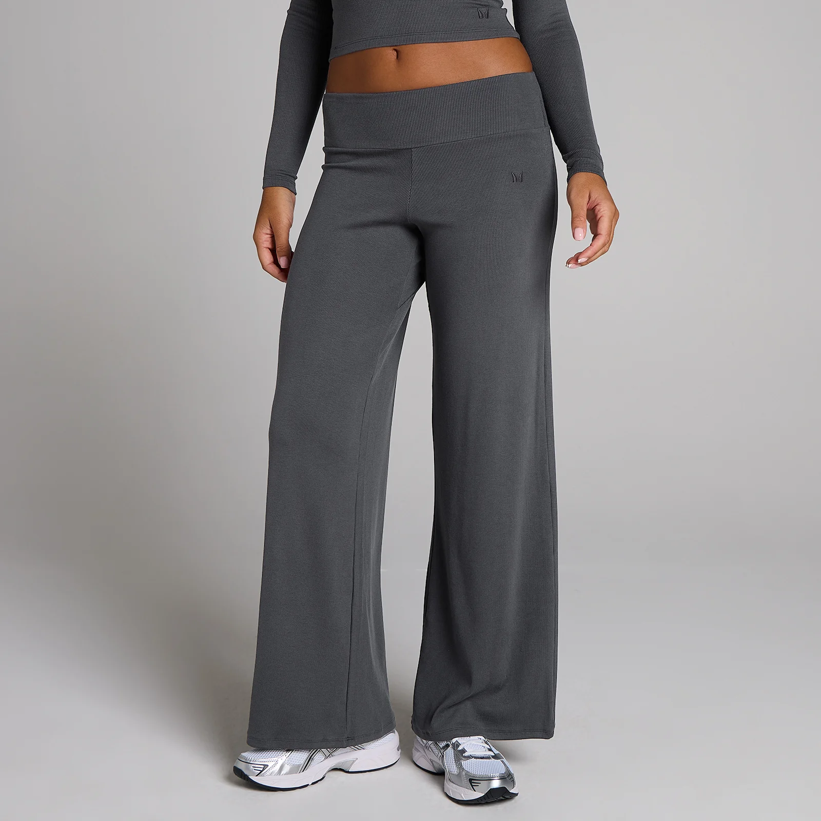 MP ribbede wide leg leggings til kvinder - robust grå - S Billede 1