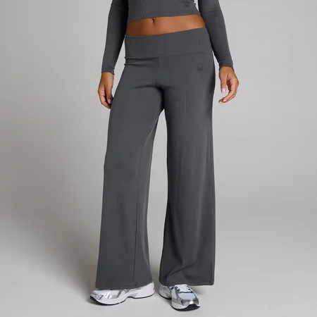 MP ribbede wide leg leggings til kvinder - robust grå