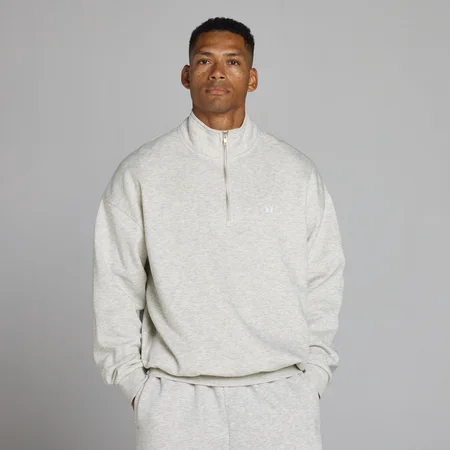 MP Men's Rest Day Oversized 1/4 Zip - Light Grey Marl