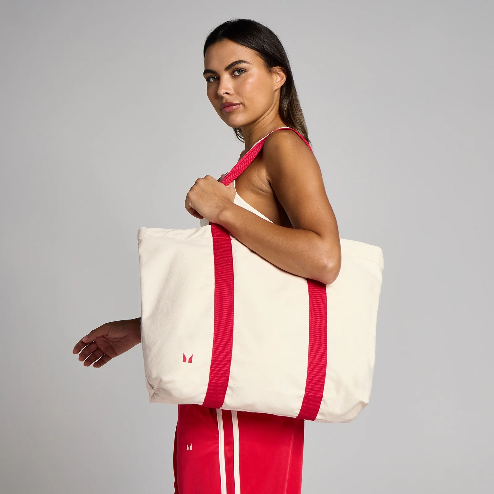 MP Two Tone Cotton Tote Bag - Naturbomuld/Chili Billede 1