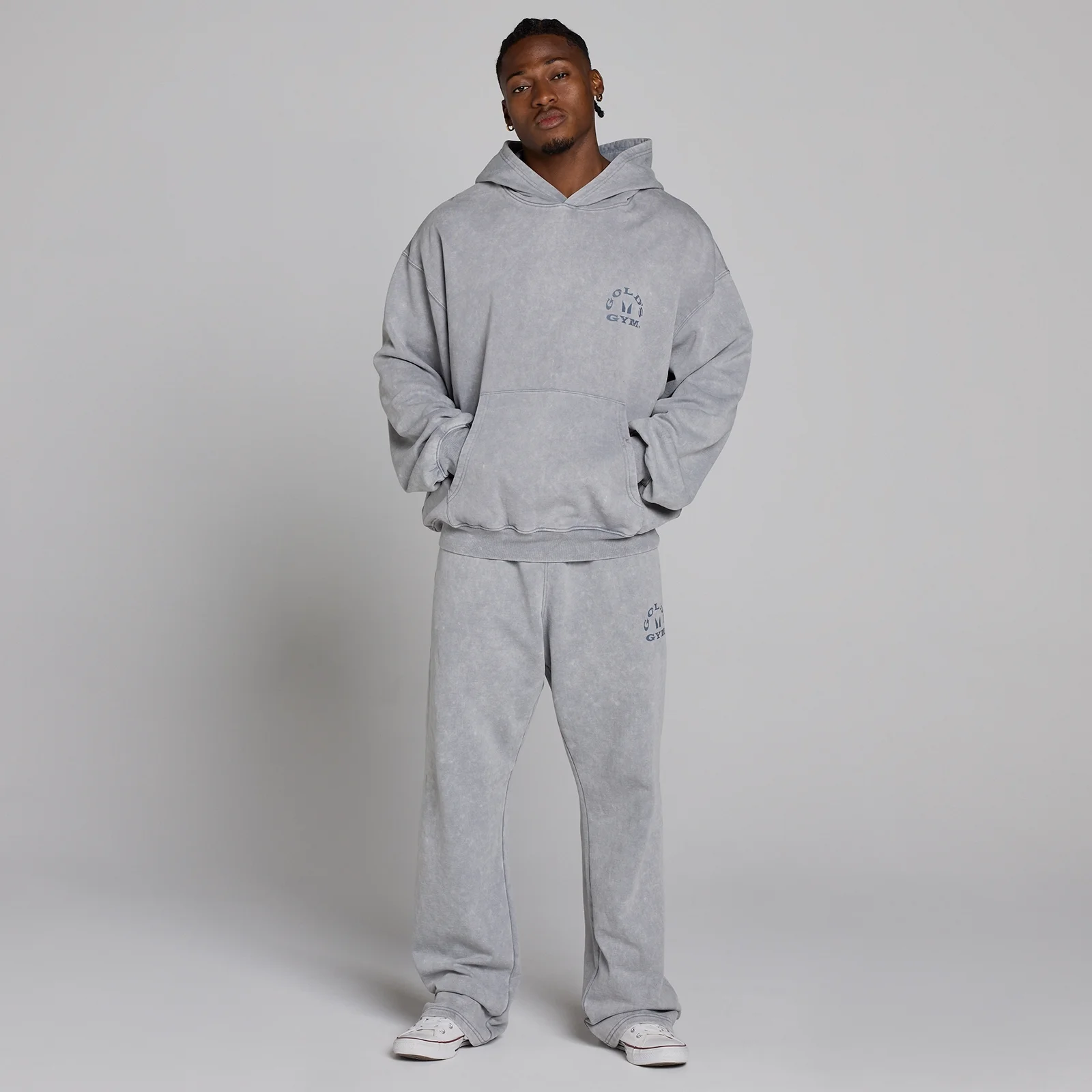 MP X Gold's Herre Washed Graphic Oversized Hættetrøje - Steel Blue - L Billede 5