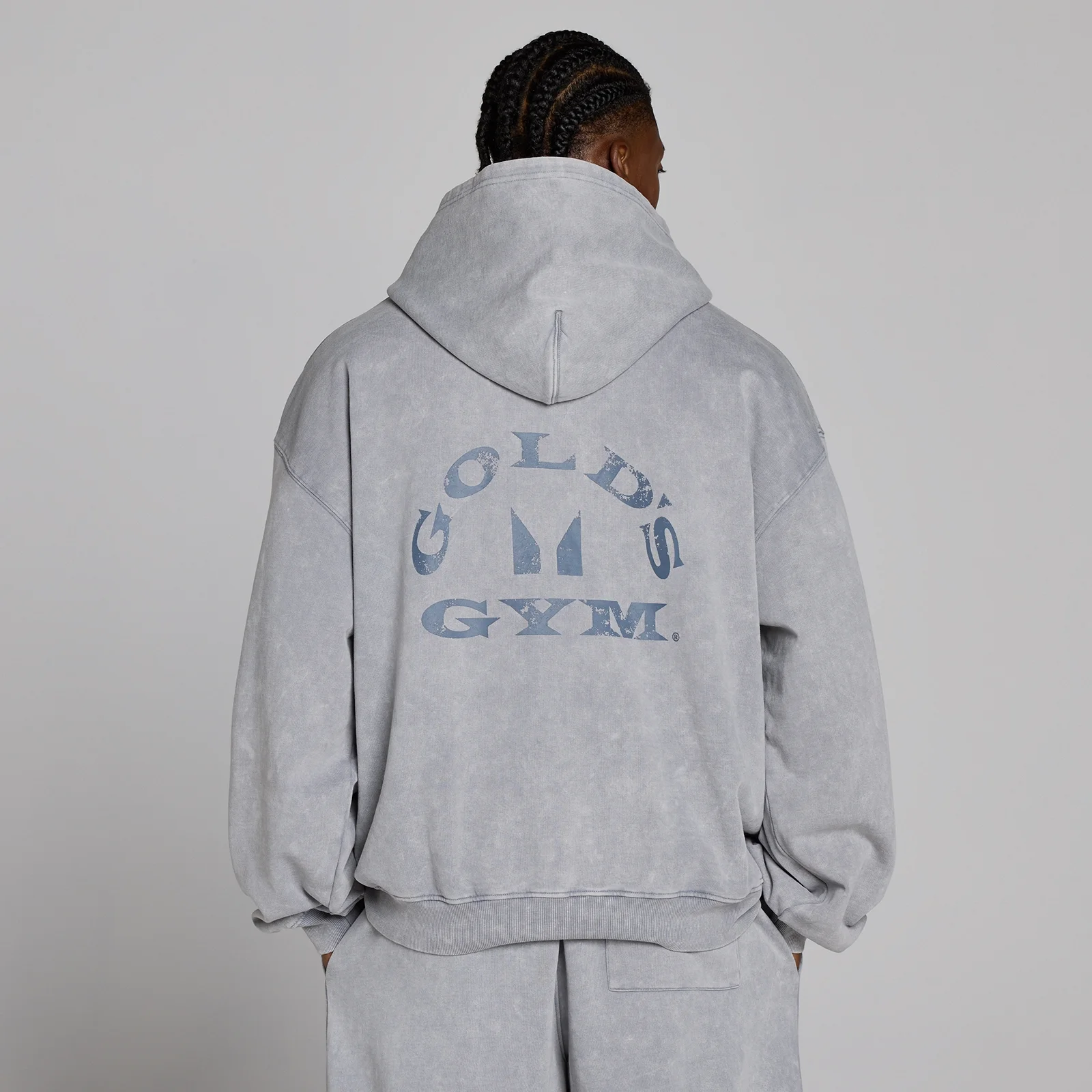 MP X Gold's Herre Washed Graphic Oversized Hættetrøje - Steel Blue - L Billede 4