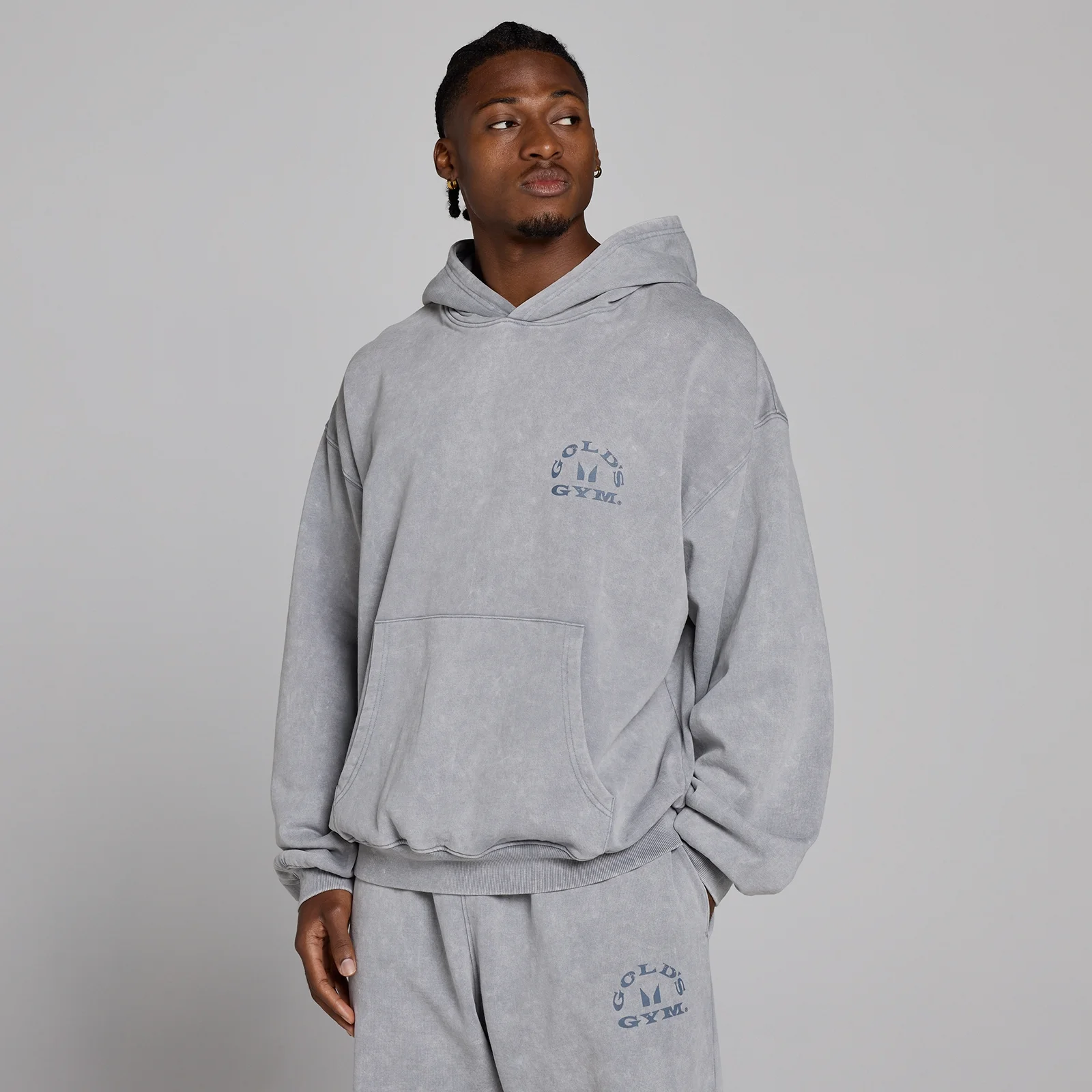MP X Gold's Herre Washed Graphic Oversized Hættetrøje - Steel Blue - L Billede 3
