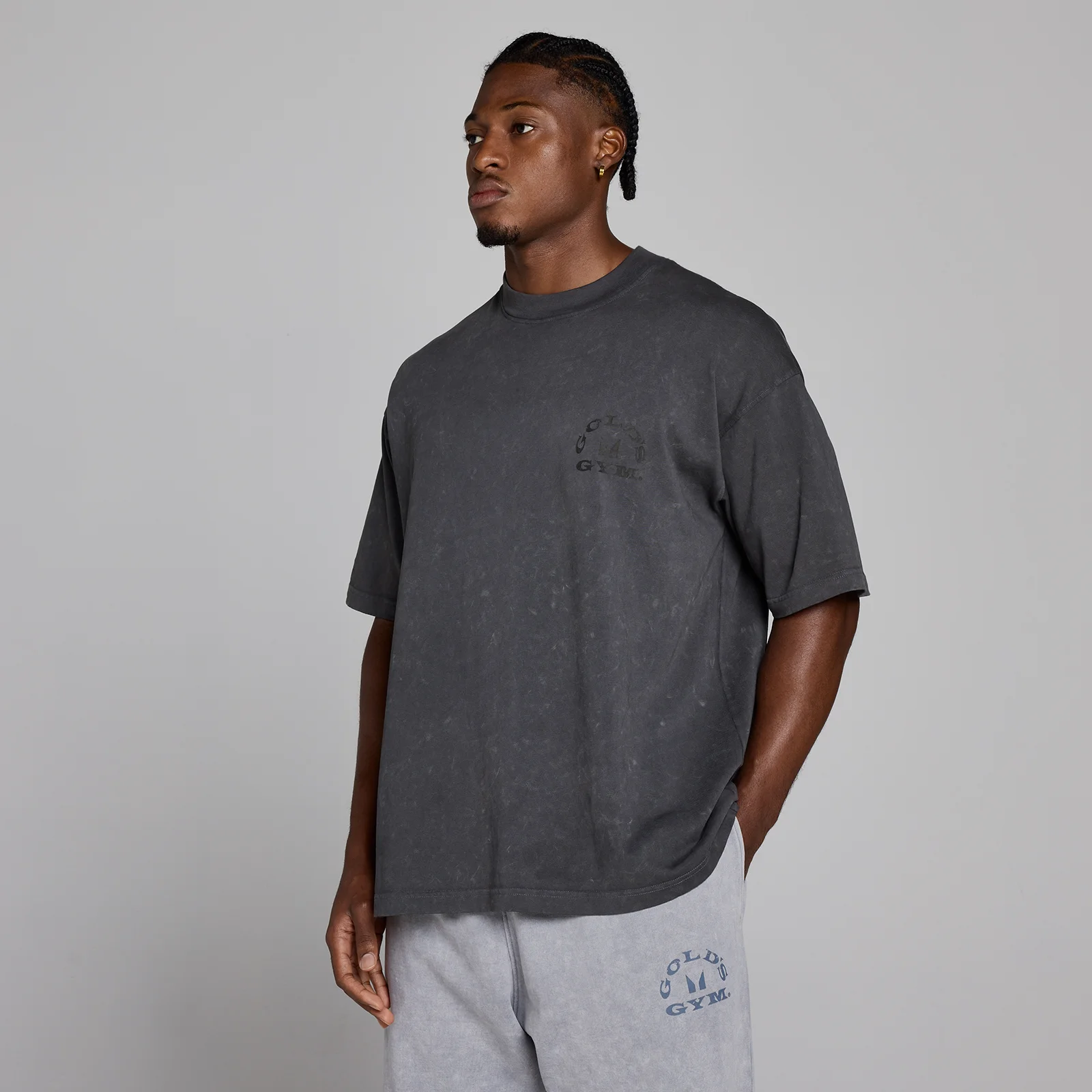 MP X Gold's Herre Washed Graphic Oversized T-shirt - Washed Coal - XS Billede 3