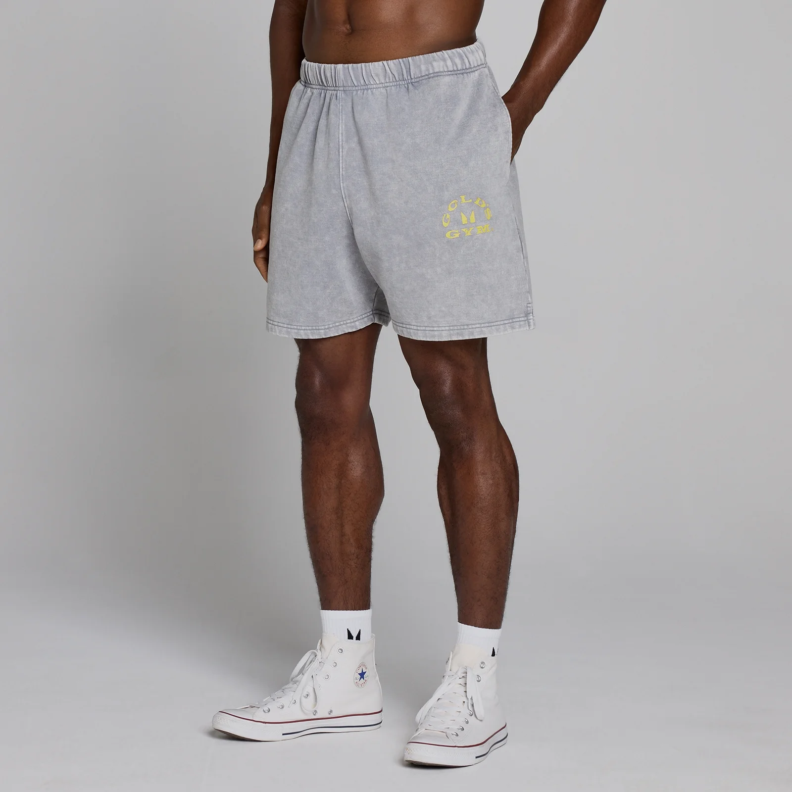 MP X Gold's Herre Washed Graphic Oversized Sweat Shorts - Steel Blue - XS Billede 3