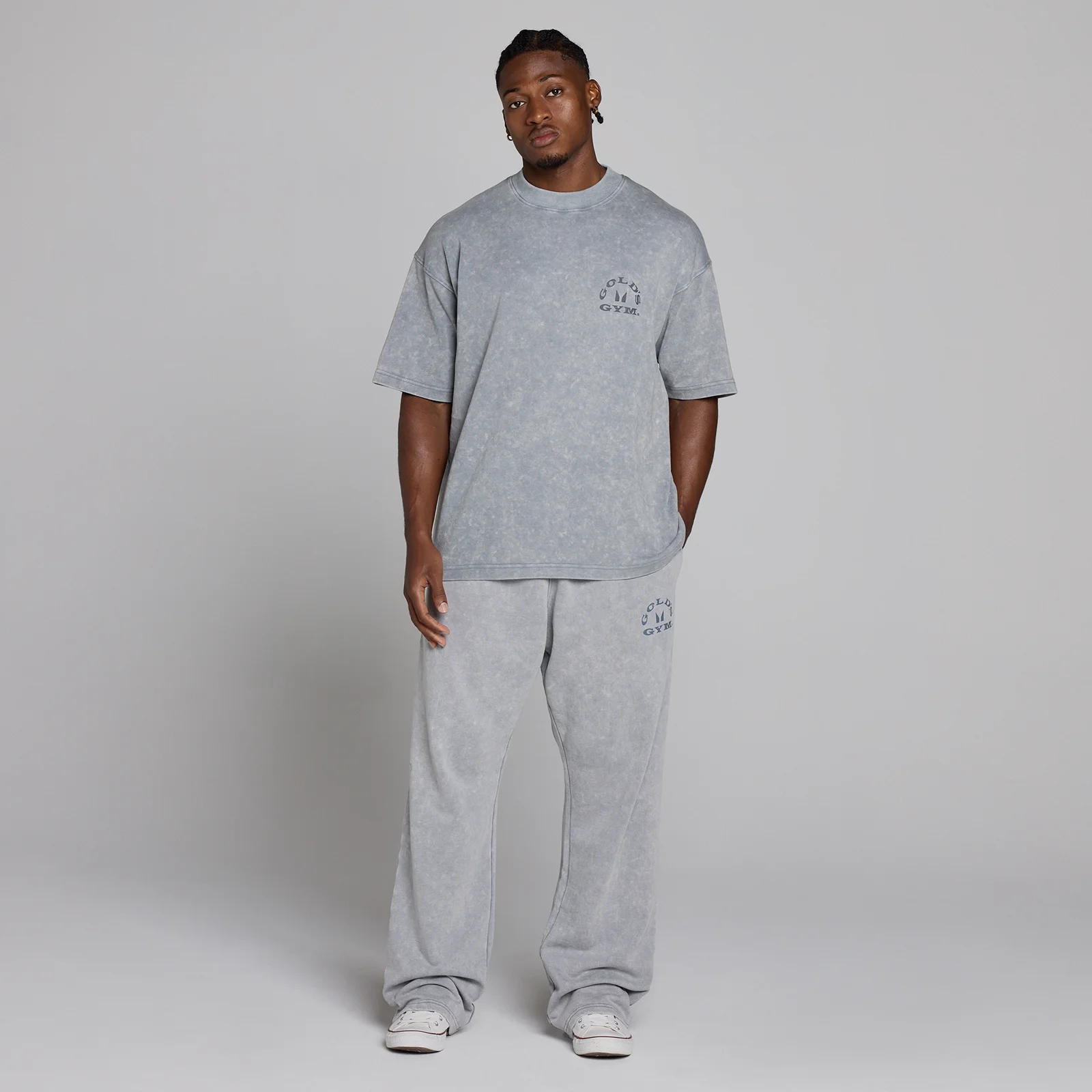 MP X Gold's Herre Washed Graphic Oversized T-shirt - Steel Blue - XS Billede 5