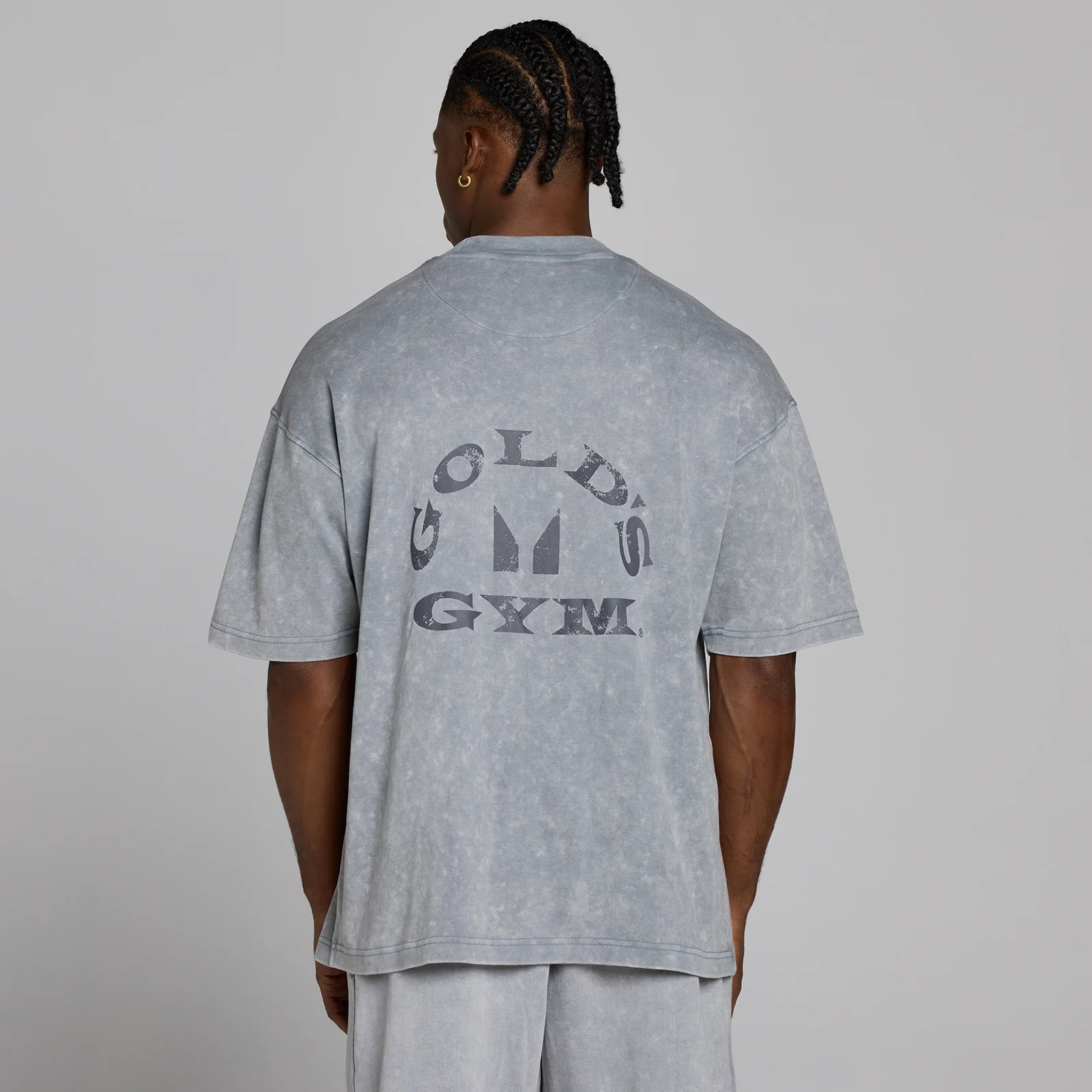 MP X Gold's Herre Washed Graphic Oversized T-shirt - Steel Blue - XS Billede 4
