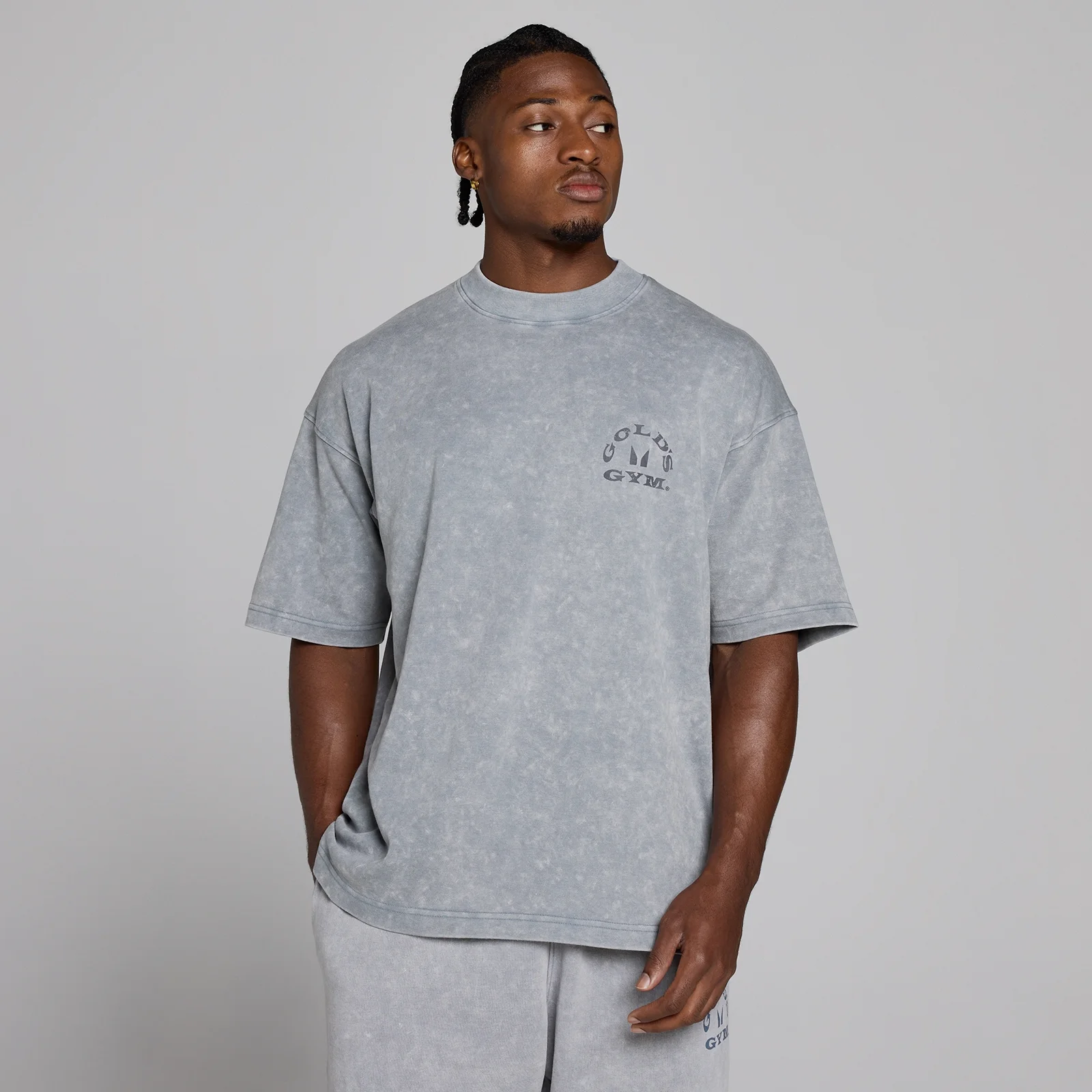MP X Gold's Herre Washed Graphic Oversized T-shirt - Steel Blue - XS Billede 3