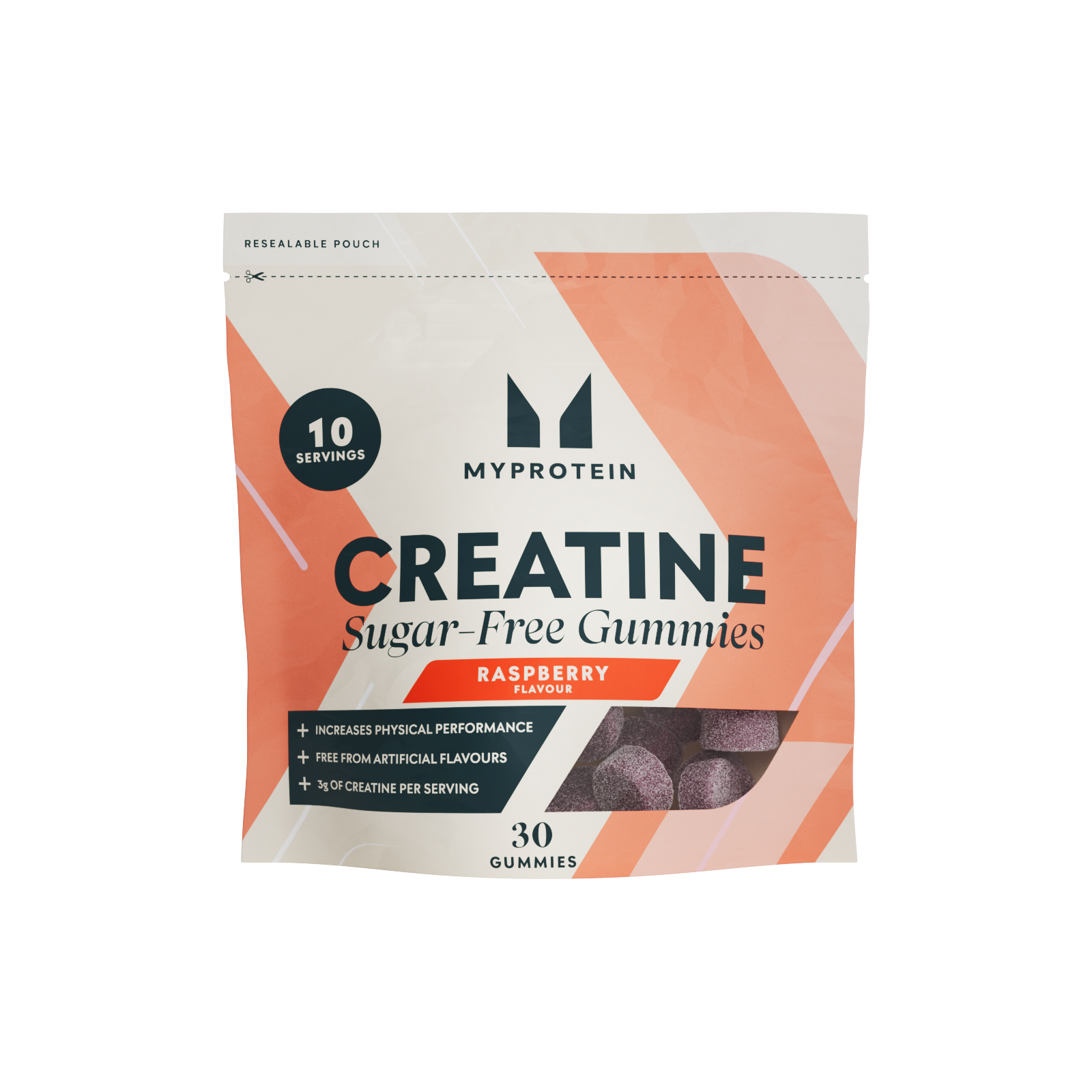 Sukkerfri Kreatin Gummies - 30 Gummies - 10servings - Hindbær Billede 1