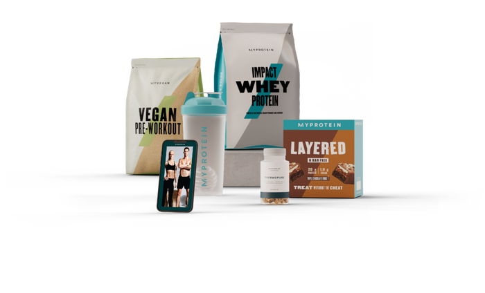 En blanding af proteinprodukter fra Myprotein til at tabe sig.